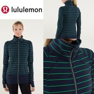 EUC Lululemon Nice Asana Jacket Navy Striped SZ SM